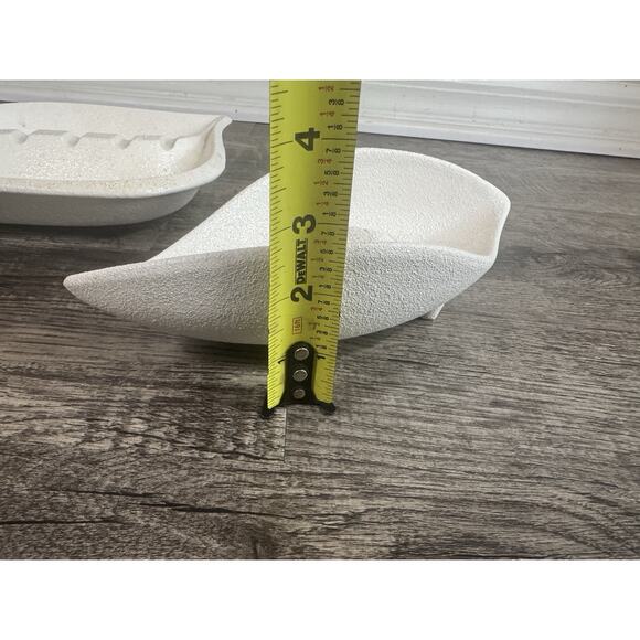 MCM ROYAL HAEGER Lot (2) White Textured Finish ASHTRAYS Vintage USA Atomic - Picture 5 of 16